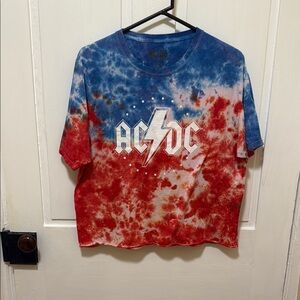 AC/DC Juniors Tie-Dye T-Shirt - Red and Blue